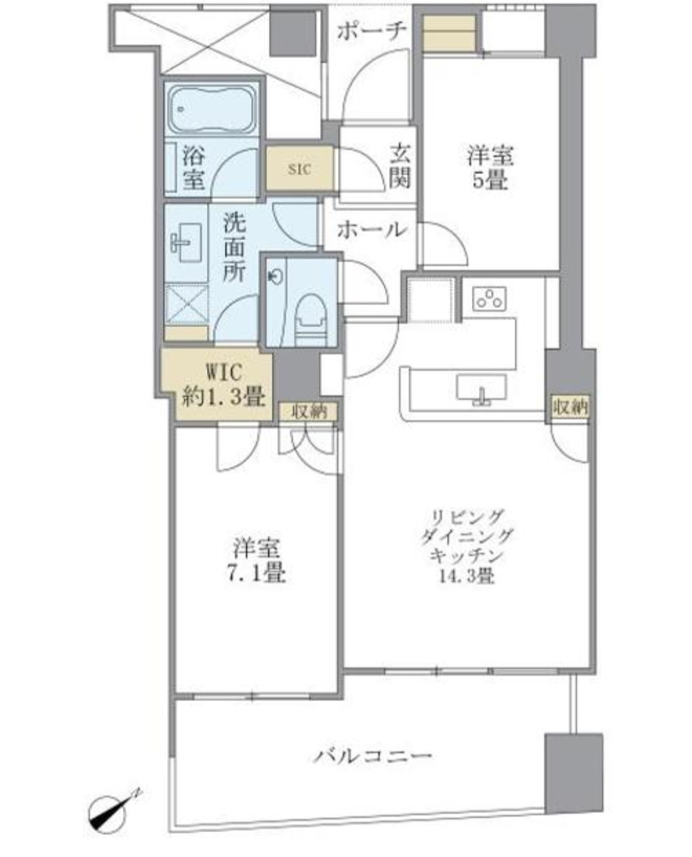 品川Vタワー　1314号室　間取り