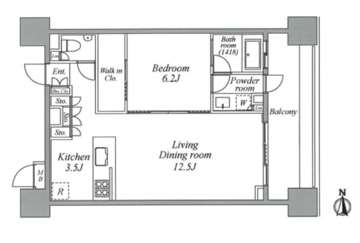 レジディア芝浦KAIGAN　903号室　間取り