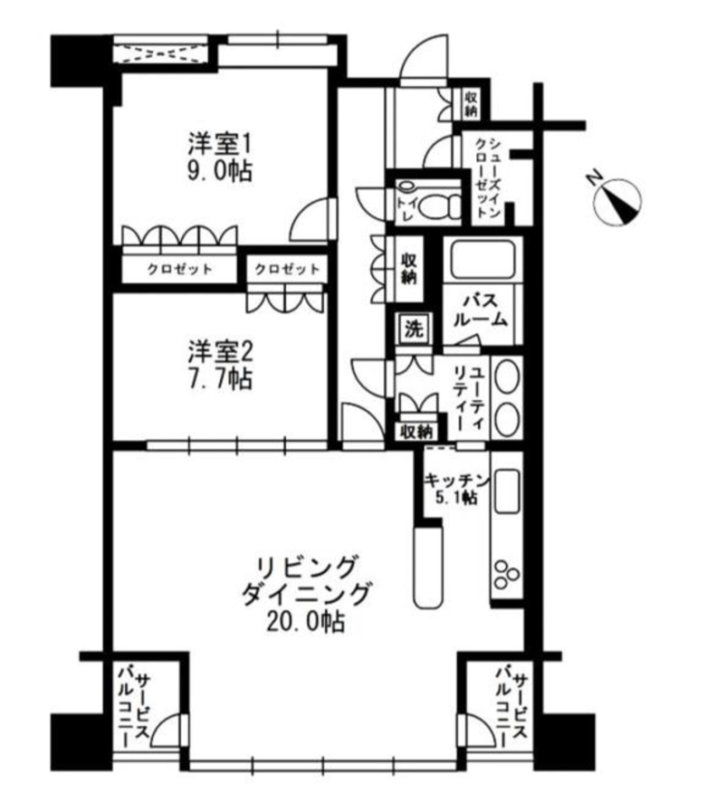 アーバンパーク代官山Ⅰ・Ⅱ　Ⅱ-402号室　間取り