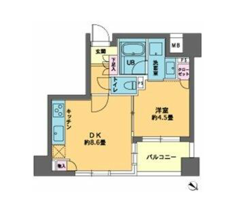 カスタリア人形町2　803号室　間取り