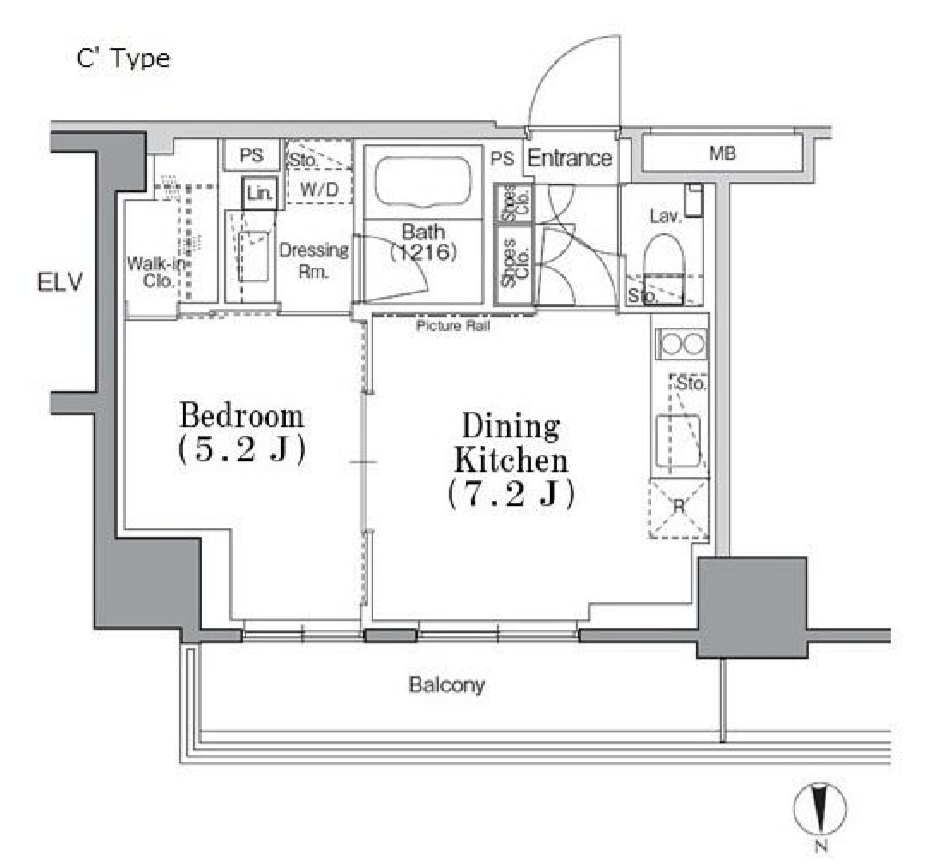 パークハビオ飯田橋　709号室　間取り