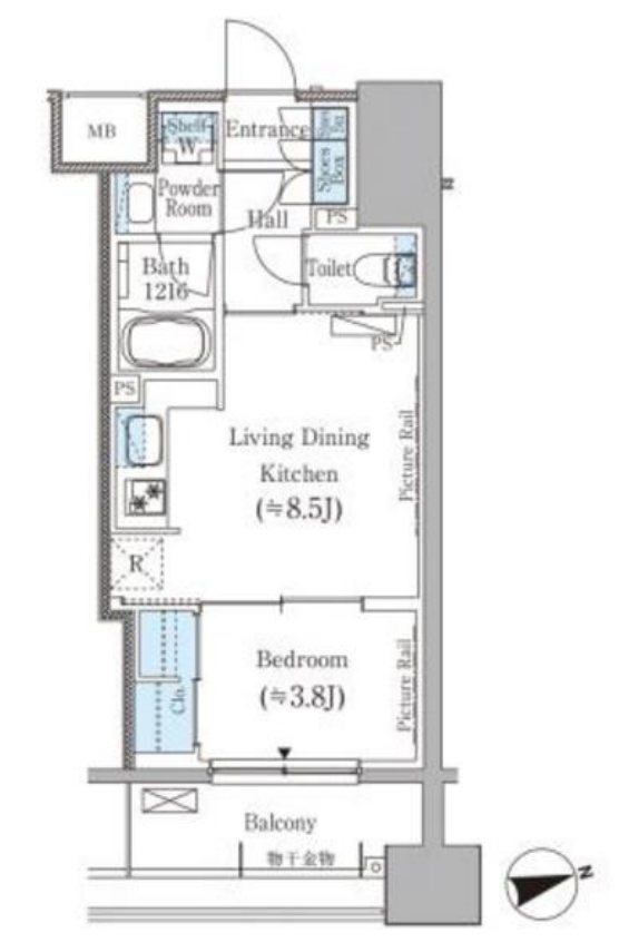 パークアクシス御茶ノ水ヒルトップ　1407号室　間取り