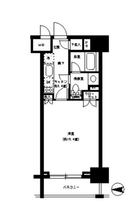 パークキューブ神田　1004号室　間取り