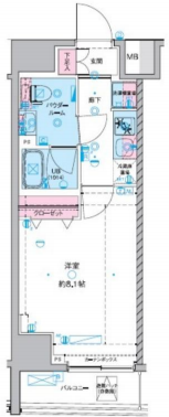 ジェノヴィア東神田グリーンヴェール　1107号室　間取り