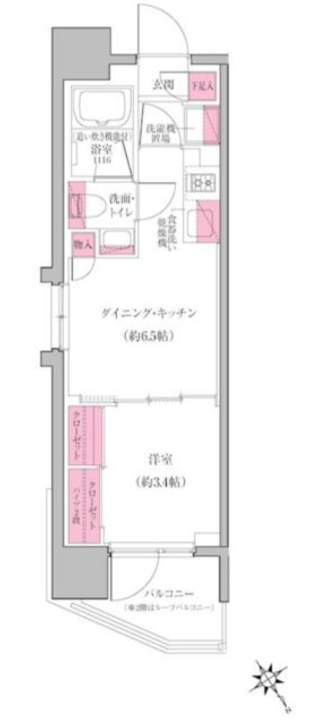 レジディア門前仲町プレイス（旧：クレヴィアリグゼ門前仲町）　201号室　間取り