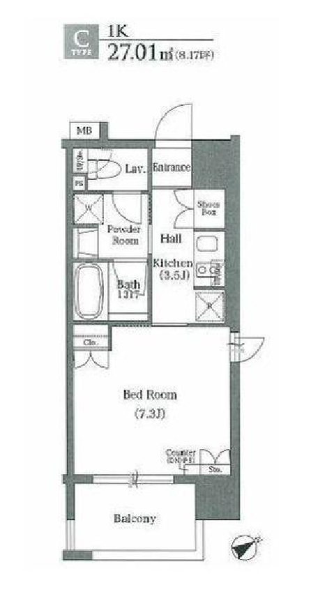 フレアージュ恵比寿　801号室　間取り