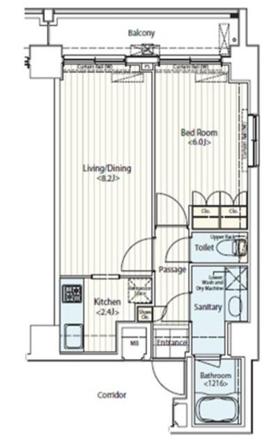 ドゥーエ新富町　904号室　間取り