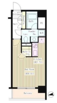 シティカレント大手町　1304号室　間取り