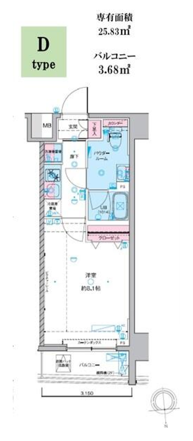 ジェノヴィア東神田グリーンヴェール　1106号室　間取り