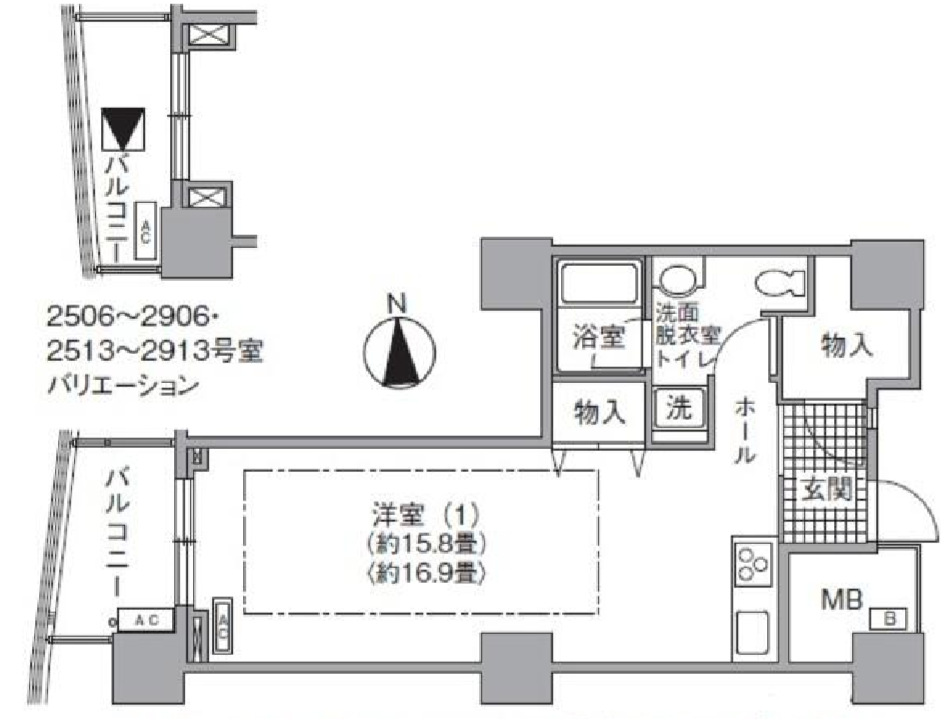 アクティ汐留　2506号室　間取り