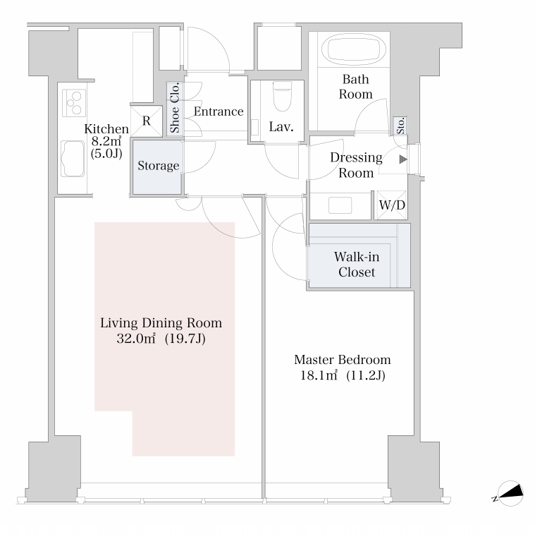 セントラルパークタワー・ラ・トゥール新宿　3007号室　間取り