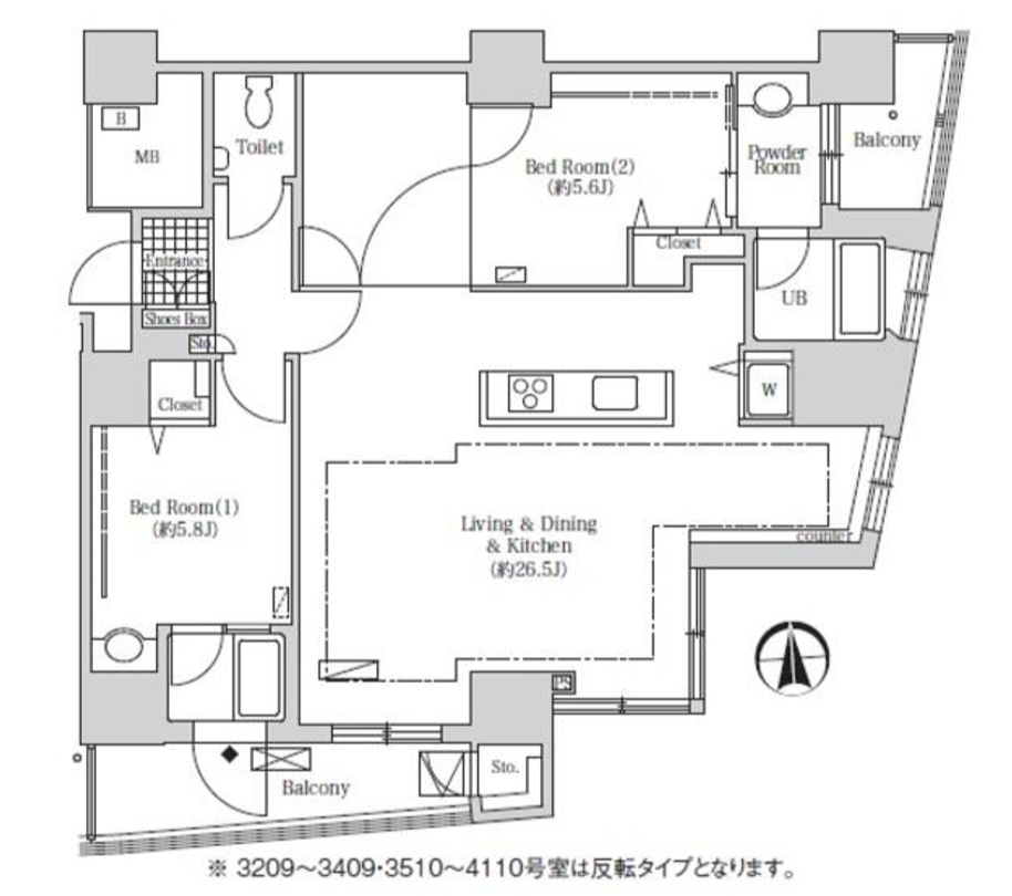 アクティ汐留　4110号室　間取り