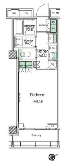 渋谷キャストアパートメント　1513号室　間取り
