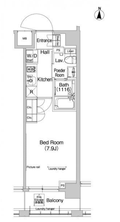 プラウドフラット神楽坂Ⅲ　202号室　間取り