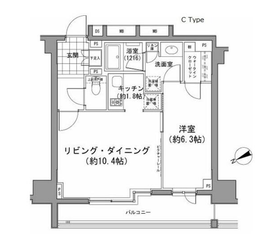 パークハビオ八丁堀　803号室　間取り