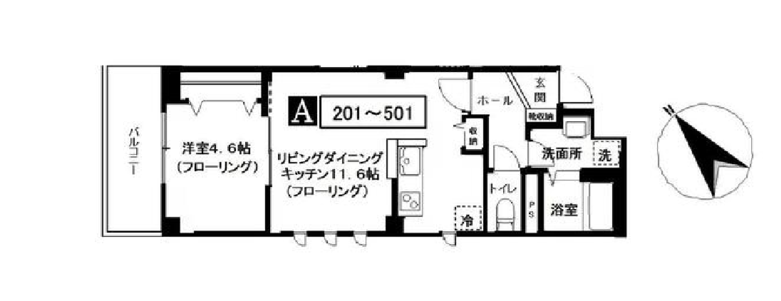 ハーモニーコート月島　401号室　間取り