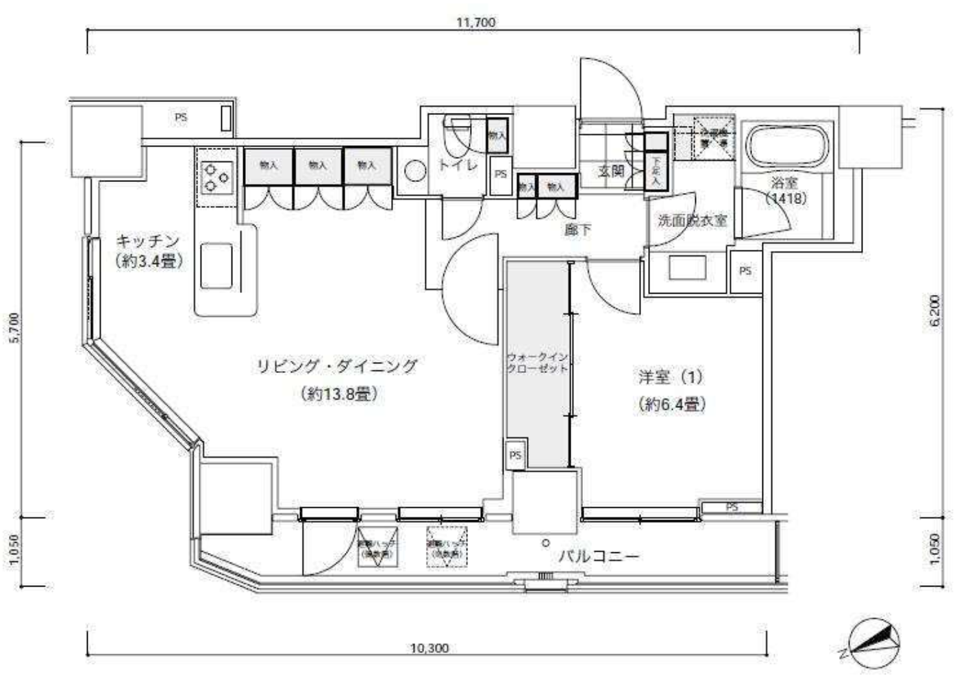 パークキューブ愛宕山タワー　2701号室　間取り