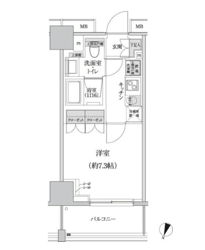 パークハビオ渋谷本町レジデンス　704号室　間取り
