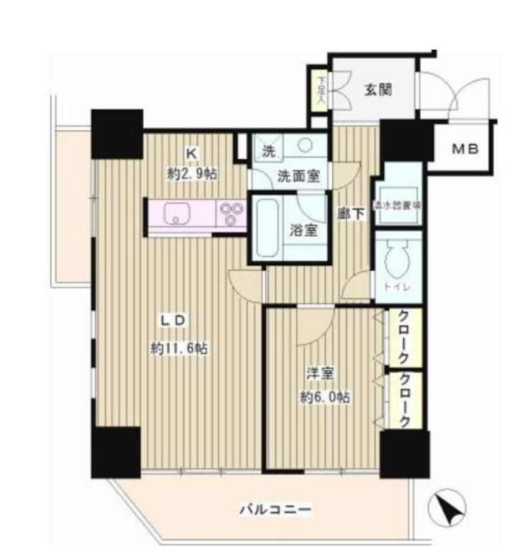 トレステージ目黒　605号室　間取り