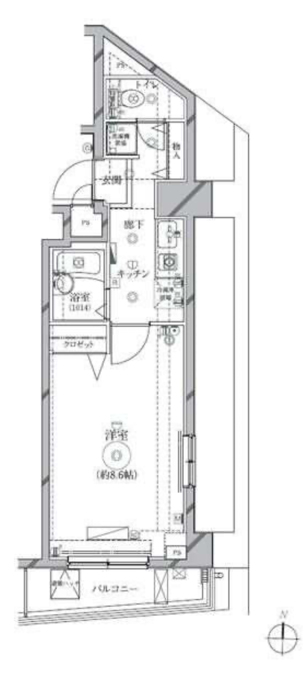 リクレイシア西麻布　Ⅰ1302号室　間取り