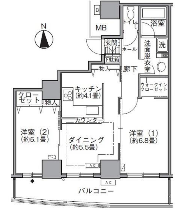 アクティ汐留　1211号室　間取り