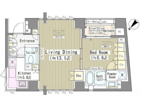 六本木MK ART Residence　410号室　間取り