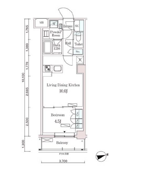 パークアクシス市谷左内町　102号室　間取り