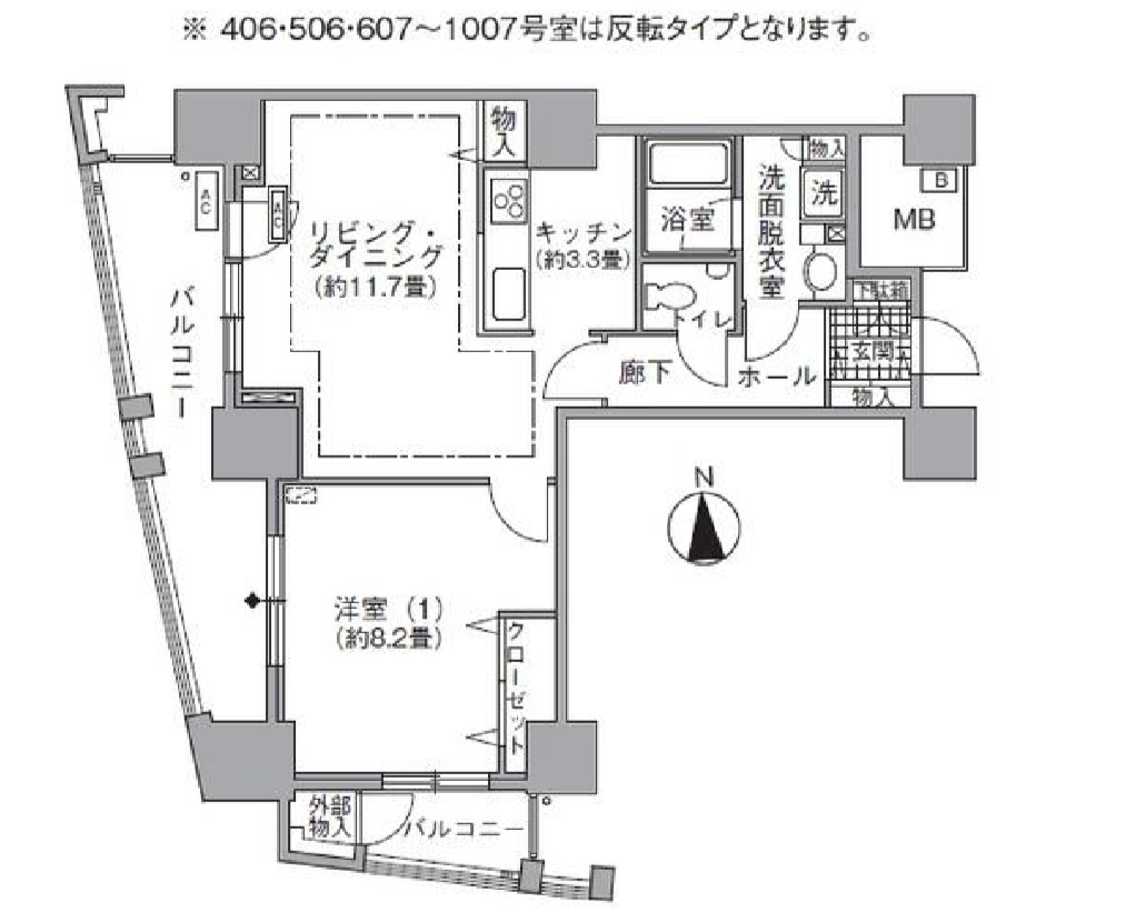 アクティ汐留　406号室　間取り