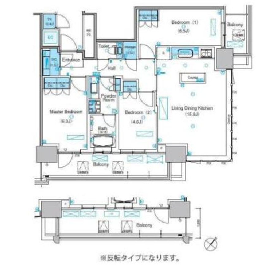 パークアクシス豊洲キャナル　1802号室　間取り