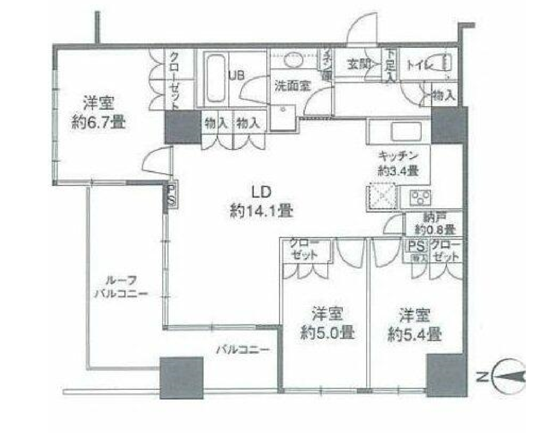 カスタリアタワー品川シーサイド　1808号室　間取り