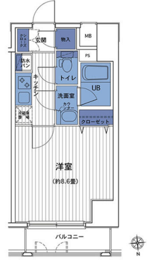 ＨＦ三田レジデンスⅡ（旧アンテニア三田慶大前）　802号室　間取り