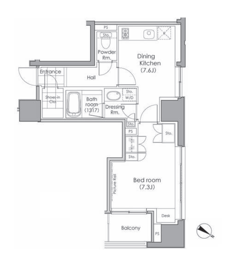 パークハビオ水天宮前　203号室　間取り