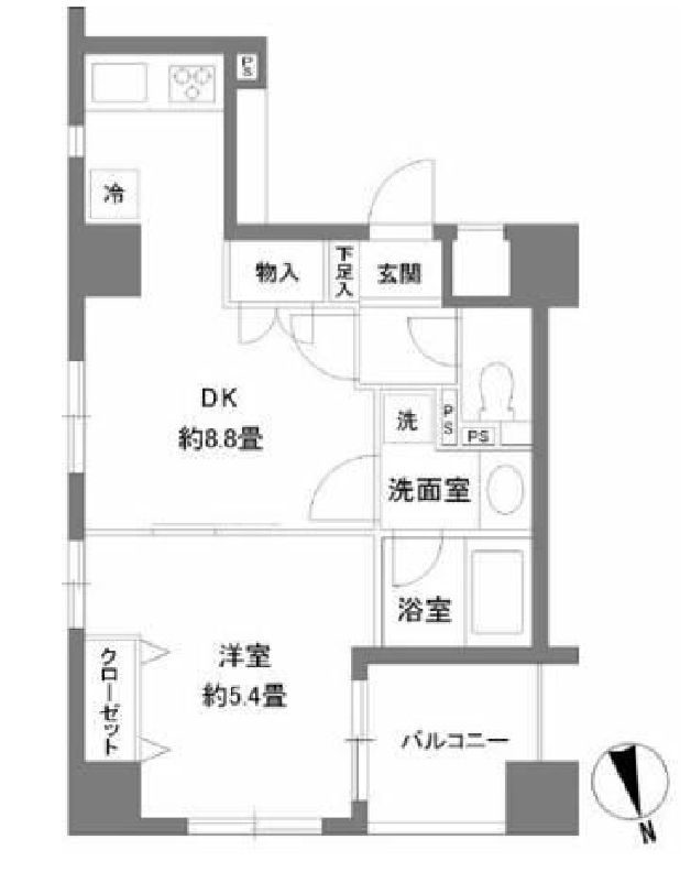 カスタリア新富町2　1202号室　間取り