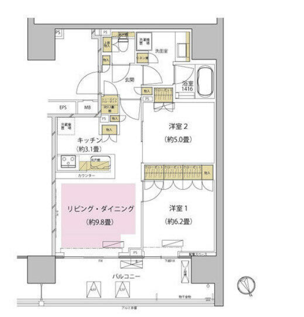 ザ・パークハウス渋谷美竹　301号室　間取り