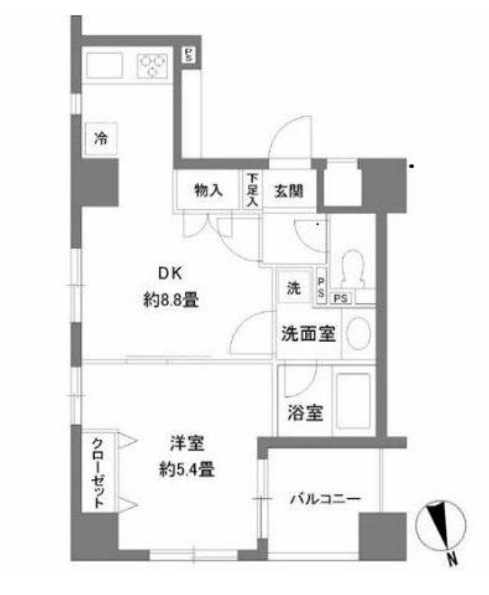 カスタリア新富町2　1002号室　間取り