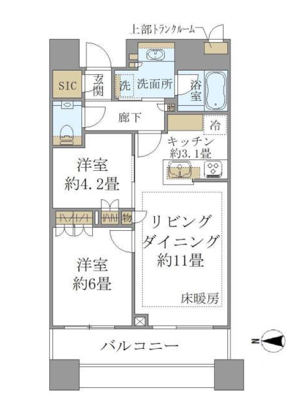 ブリリアタワーズ目黒　3002号室　間取り