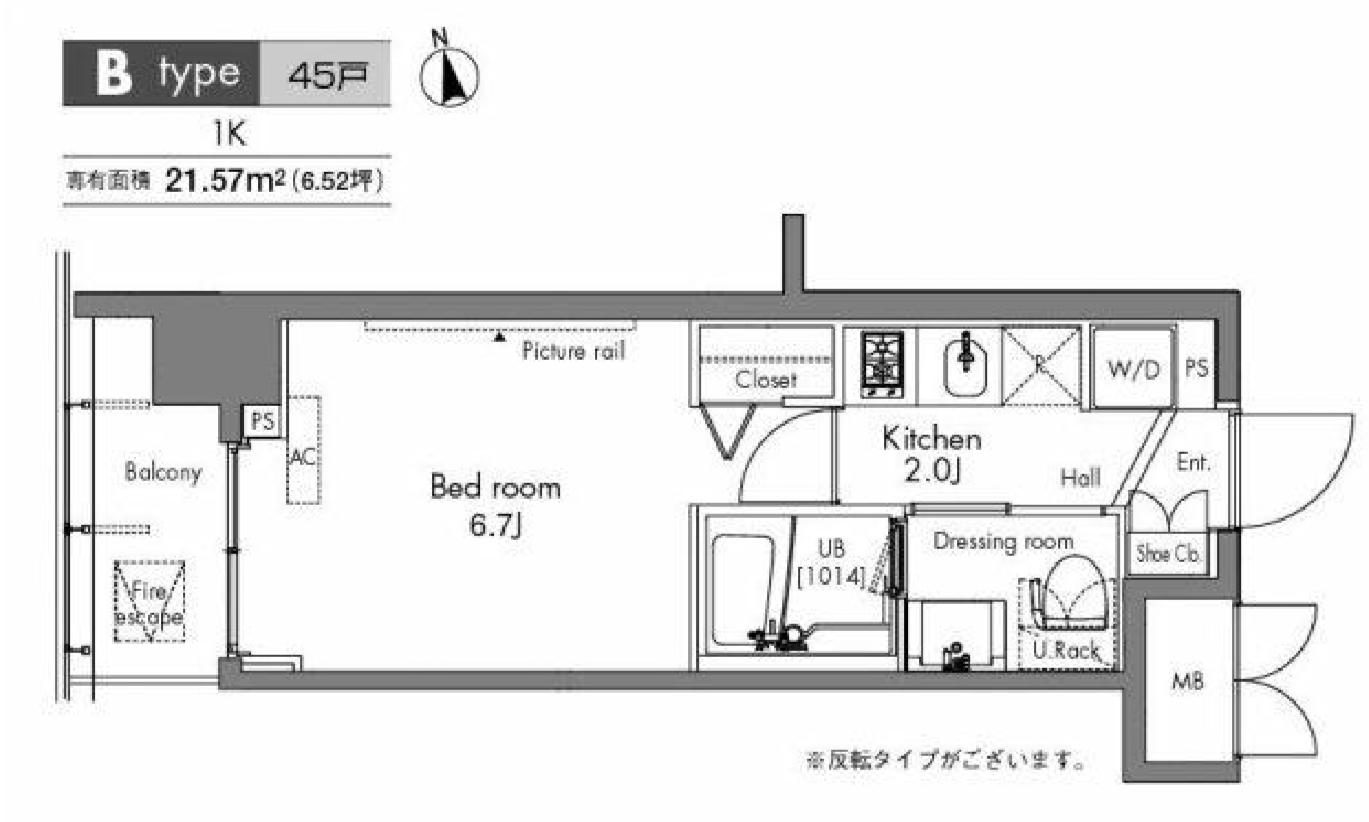 プラウドフラット隅田リバーサイド　808号室　間取り