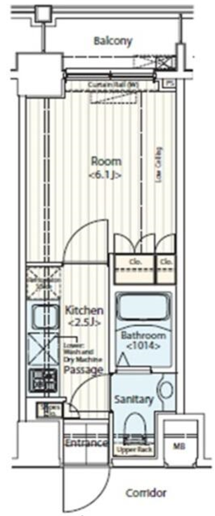 ドゥーエ新富町　606号室　間取り