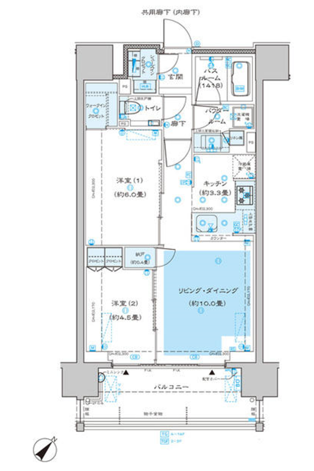 ディームス渋谷本町　1304号室　間取り