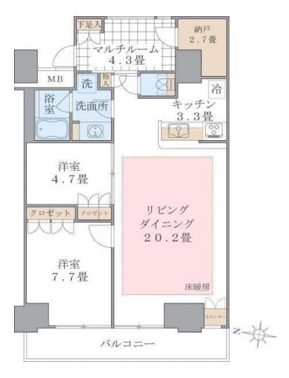 Brillia ist 東雲キャナルコート　410号室　間取り