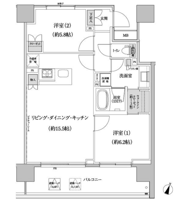 パークハビオ渋谷本町レジデンス　821号室　間取り