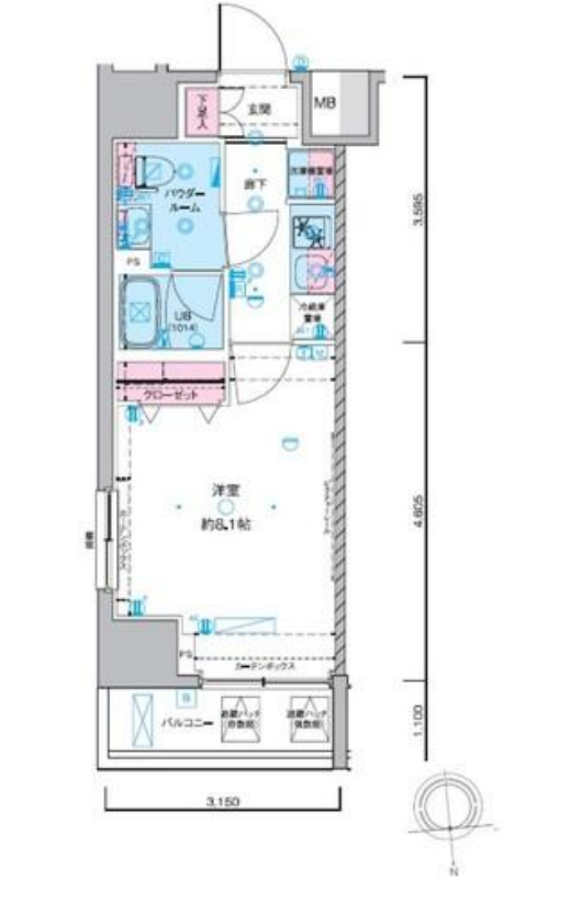ジェノヴィア東神田グリーンヴェール　410号室　間取り
