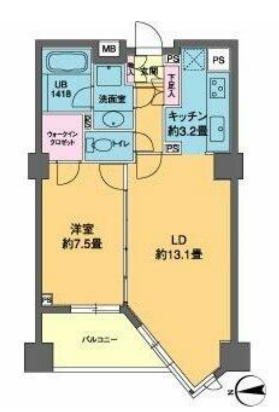 カスタリア高輪　717号室　間取り