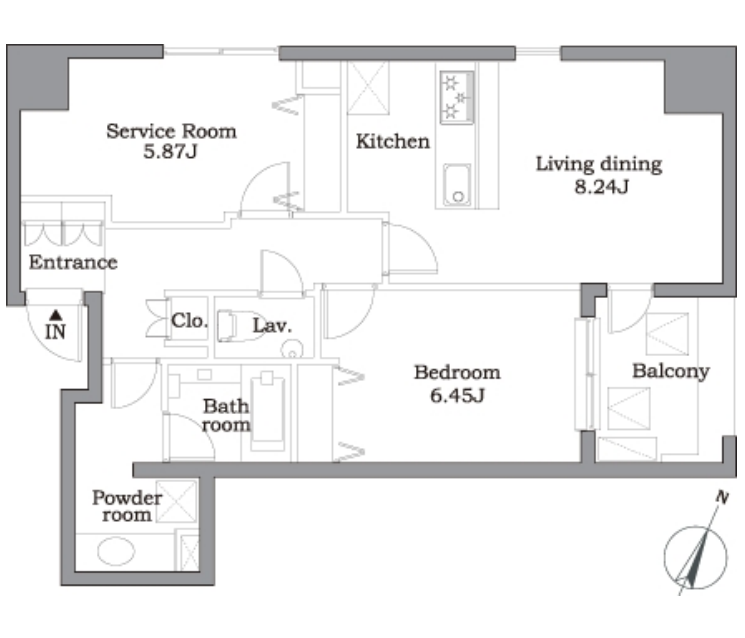 レジディア東麻布　1201号室　間取り