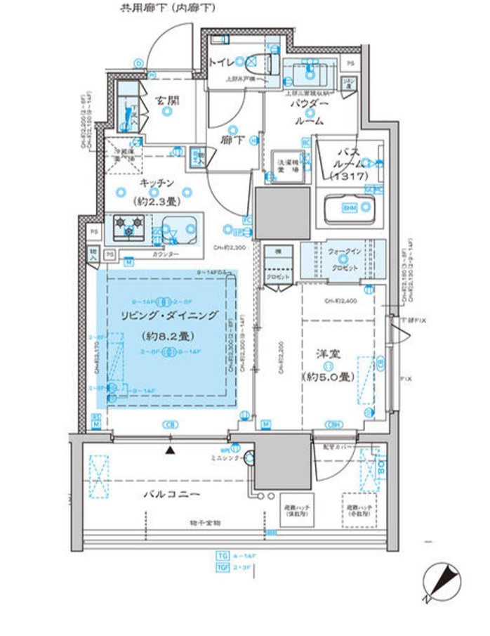 ディームス渋谷本町　1302号室　間取り