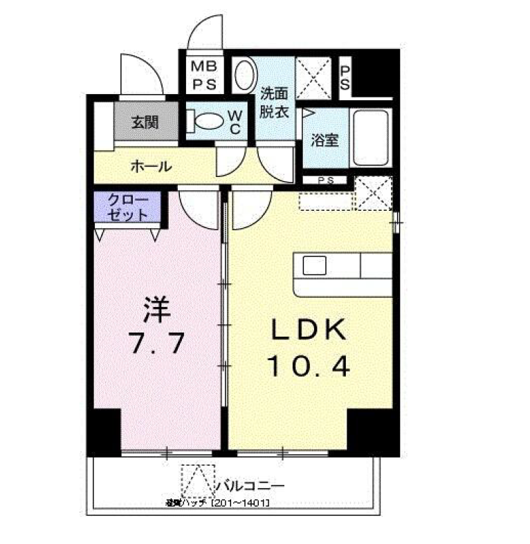 小網町倶楽部　801号室　間取り