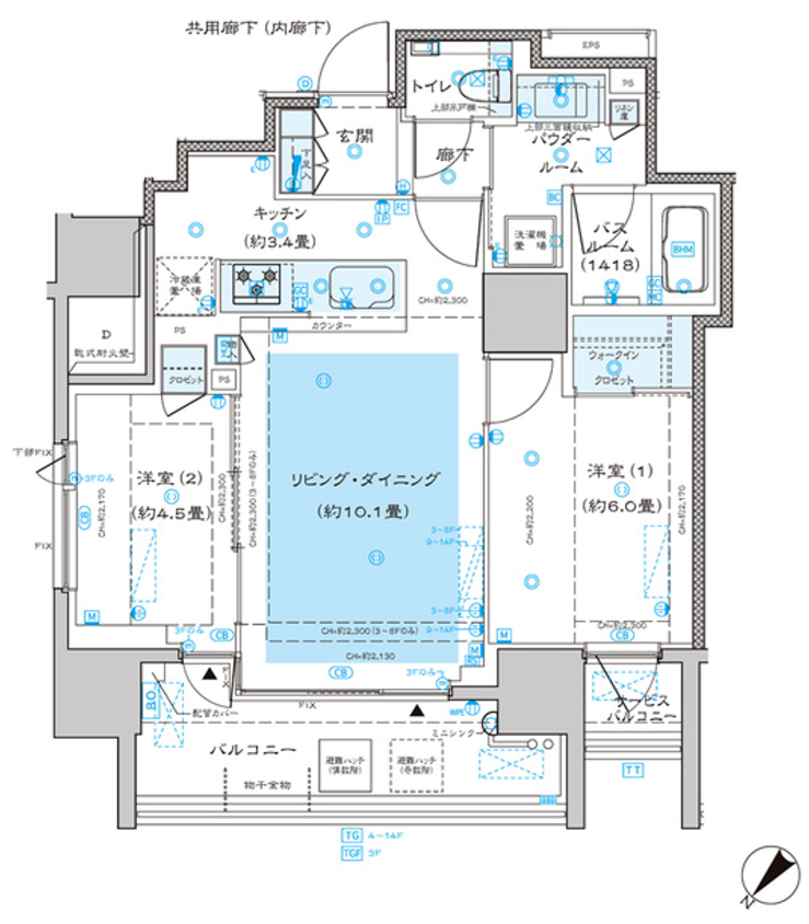ディームス渋谷本町　401号室　間取り