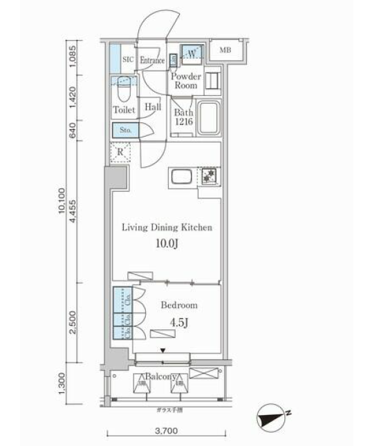 パークアクシス市谷左内町　101号室　間取り