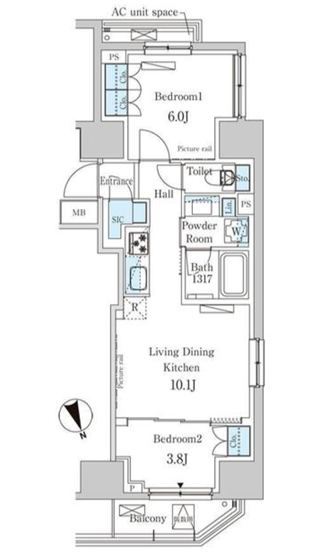 パークアクシス虎ノ門　1003号室　間取り
