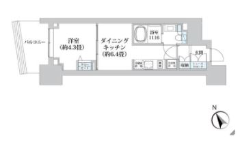 ライオンズフォーシア五反田　1102号室　間取り